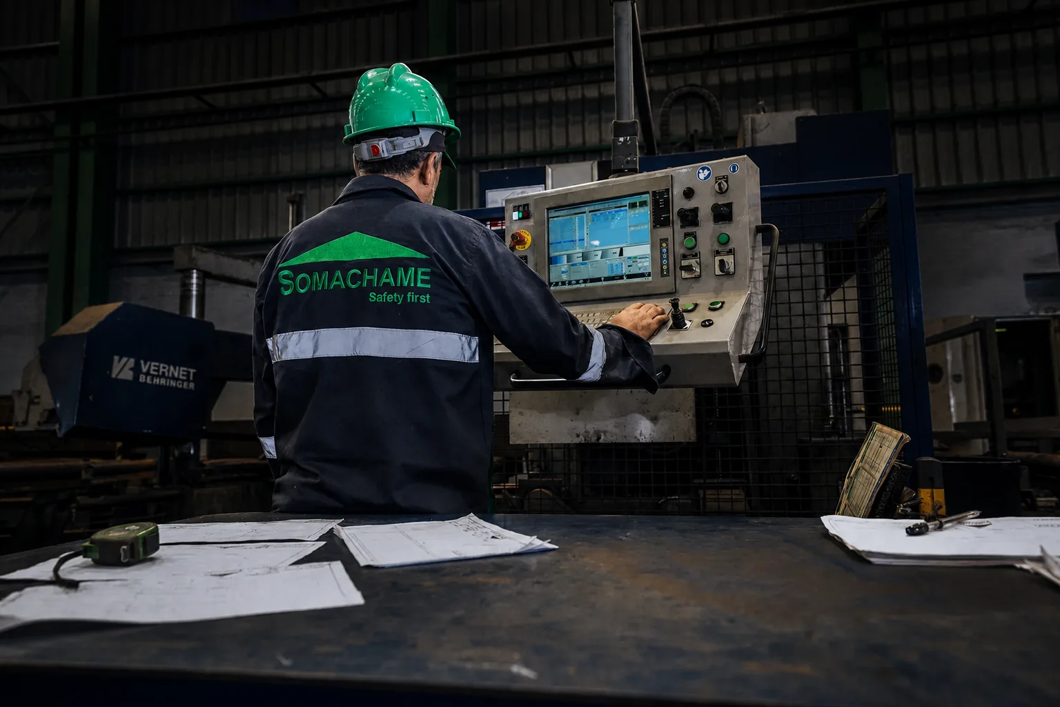 Technicien SOMACHAME aux commandes d’une machine numérique