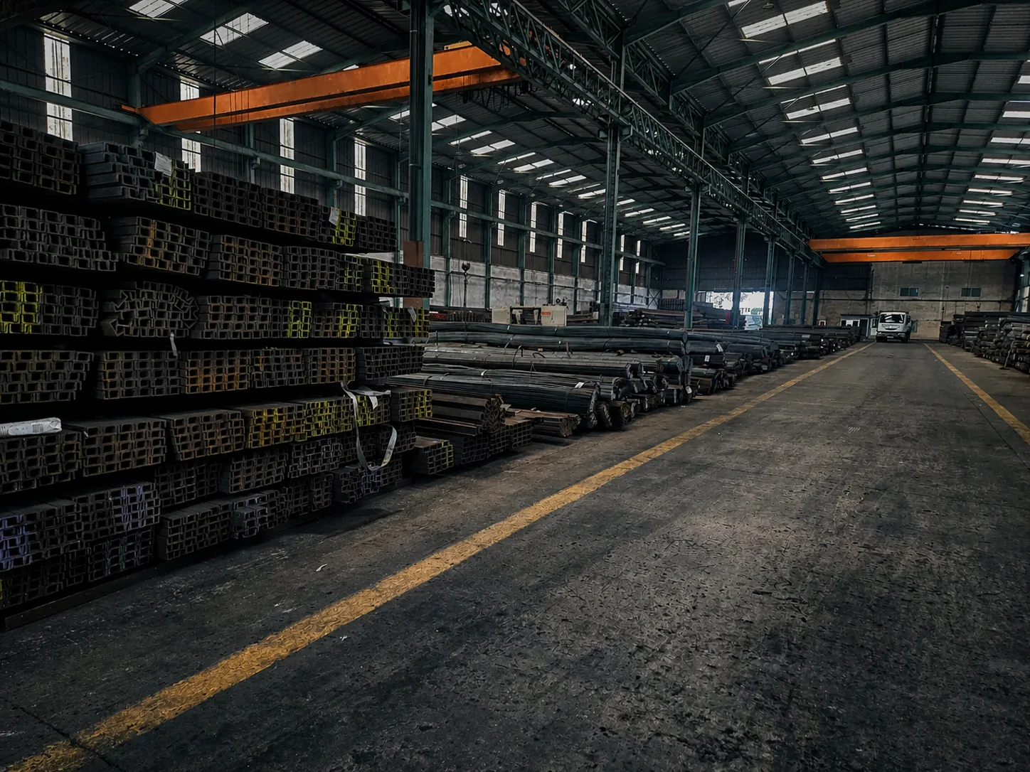 Stock de profilés métalliques dans l’usine SOMACHAME à Casablanca